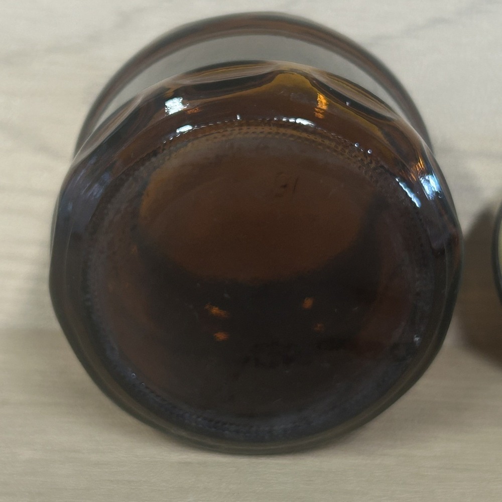 Vintage Dark Brown Amber Glass Apothecary Canister Spice Jar Starburst Lid - Picture 8 of 8
